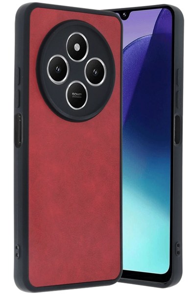 Mey İthalat®   Redmi 14C Kılıf Aras Deri Kapak - Kırmızı