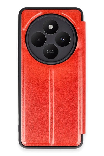 Mey İthalat®   Redmi 14C Kılıf Flip Cover - Kırmızı