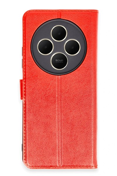 Mey İthalat®   Redmi 14C Kılıf Trend S Plus Kapaklı Kılıf - Kırmızı