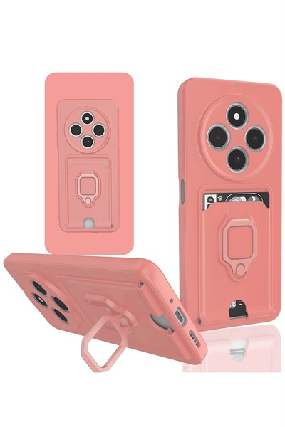 Mey İthalat®   Redmi 14C Kılıf Zuma Kartvizitli Yüzüklü Silikon - Pembe