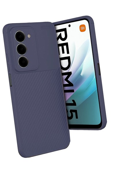 Mey İthalat®   Redmi 15 4G Auto Focus Karbon Kapak - Lacivert