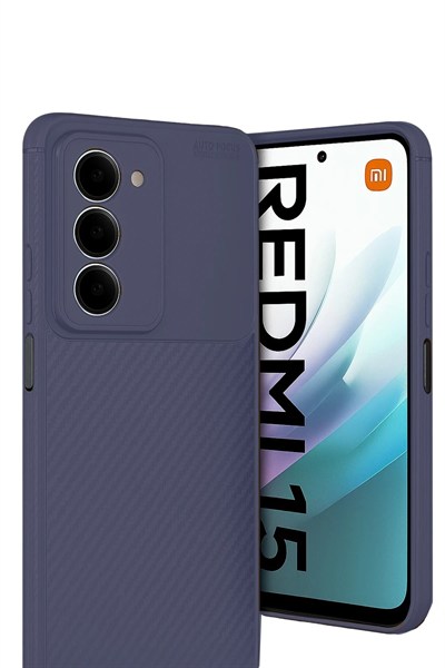 Mey İthalat®   Redmi 15 4G Auto Focus Karbon Kapak - Lacivert