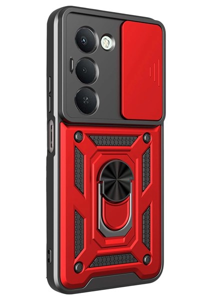 Mey İthalat®   Redmi 15 4G Pars Lens Yüzüklü Silikon - Kırmızı