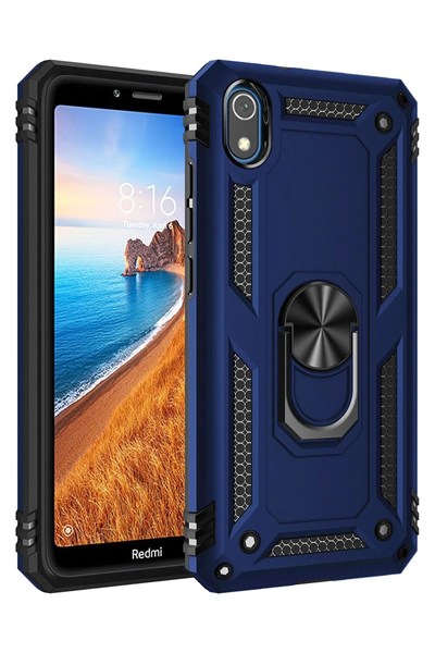 Mey İthalat®   Redmi 7A Kılıf Sofya Yüzüklü Silikon Kapak - Lacivert