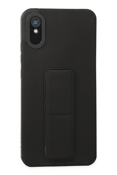 Mey İthalat®   Redmi 9A Kılıf Mega Standlı Silikon - Siyah