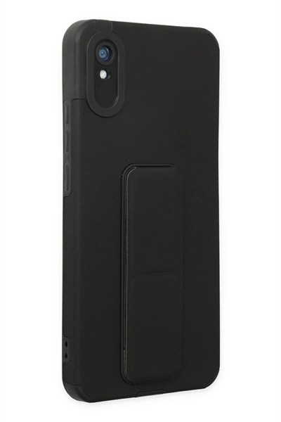 Mey İthalat®   Redmi 9A Kılıf Mega Standlı Silikon - Siyah