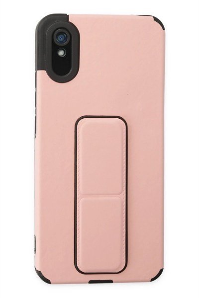 Mey İthalat®   Redmi 9A Kılıf Mega Standlı Silikon - Pudra