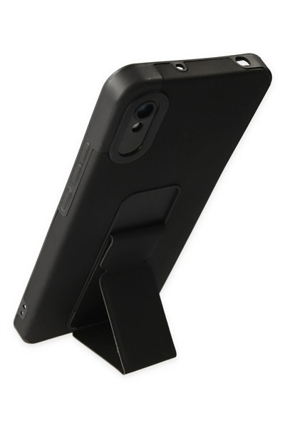 Mey İthalat®   Redmi 9A Kılıf Mega Standlı Silikon - Siyah
