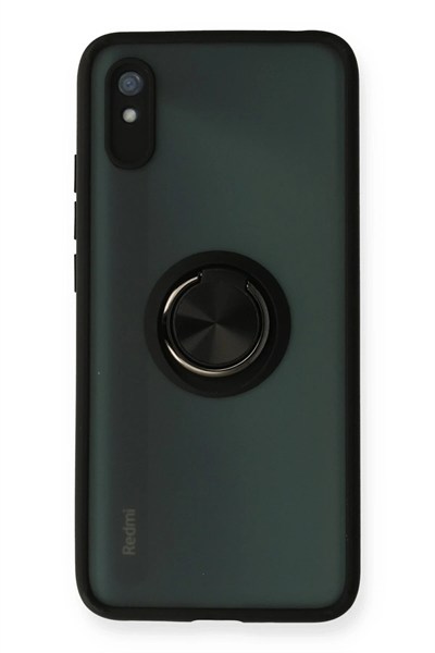 Mey İthalat®   Redmi 9A Kılıf Montreal Yüzüklü Silikon Kapak - Siyah