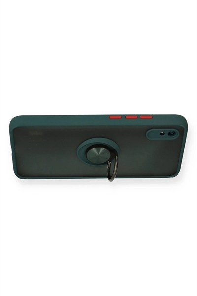 Mey İthalat®   Redmi 9A Kılıf Montreal Yüzüklü Silikon Kapak - Yeşil