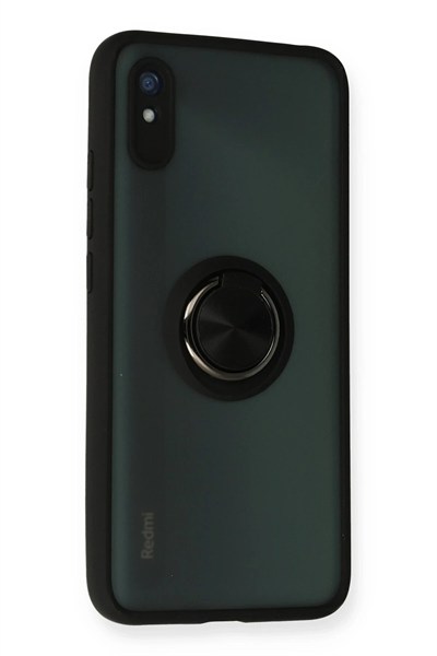 Mey İthalat®   Redmi 9A Kılıf Montreal Yüzüklü Silikon Kapak - Siyah