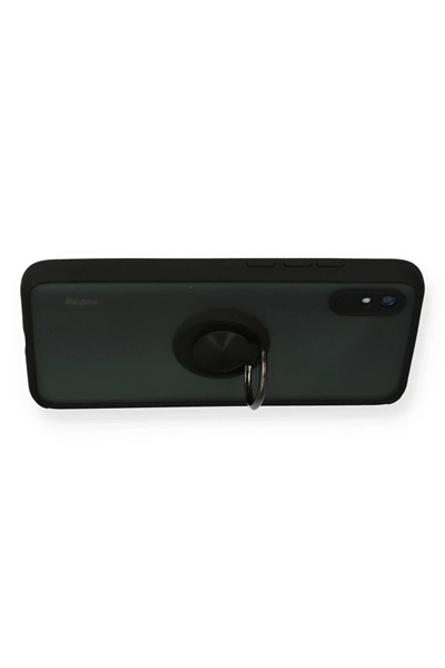 Mey İthalat®   Redmi 9A Kılıf Montreal Yüzüklü Silikon Kapak - Siyah
