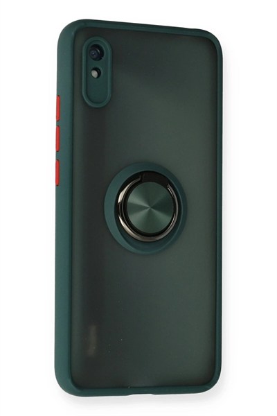 Mey İthalat®   Redmi 9A Kılıf Montreal Yüzüklü Silikon Kapak - Yeşil