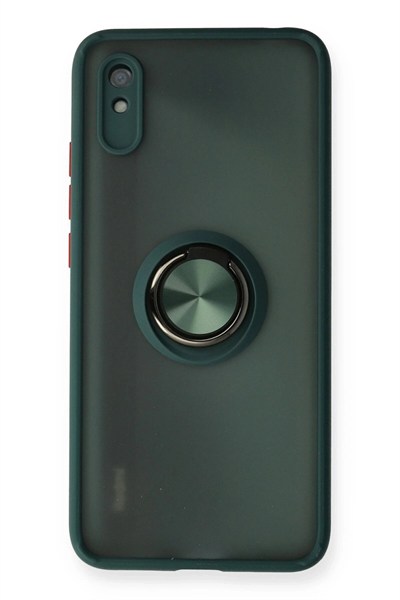Mey İthalat®   Redmi 9A Kılıf Montreal Yüzüklü Silikon Kapak - Yeşil