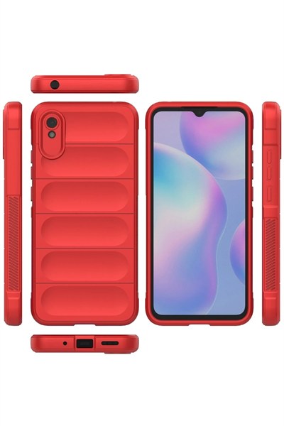 Mey İthalat®   Redmi 9A Kılıf Optimum Silikon - Kırmızı