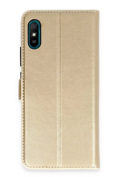 Mey İthalat®   Redmi 9A Kılıf Trend S Plus Kapaklı Kılıf - Gold