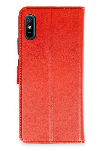 Mey İthalat®   Redmi 9A Kılıf Trend S Plus Kapaklı Kılıf - Kırmızı
