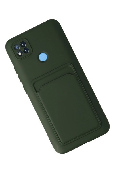 Mey İthalat®   Redmi 9C Kılıf Kelvin Kartvizitli Silikon - Koyu Yeşil