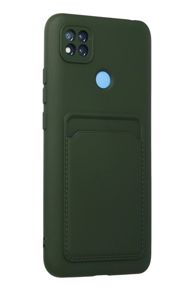 Mey İthalat®   Redmi 9C Kılıf Kelvin Kartvizitli Silikon - Koyu Yeşil
