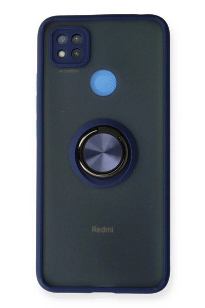 Mey İthalat®   Redmi 9C Kılıf Montreal Yüzüklü Silikon Kapak - Lacivert