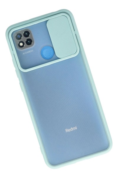 Mey İthalat®   Redmi 9C Kılıf Palm Buzlu Kamera Sürgülü Silikon - Turkuaz