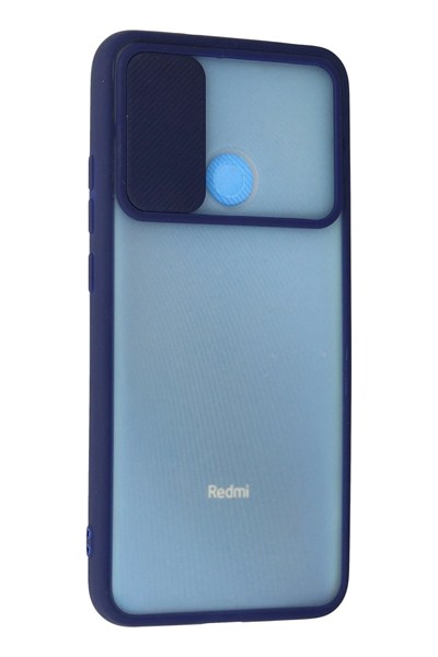 Mey İthalat®   Redmi 9C Kılıf Palm Buzlu Kamera Sürgülü Silikon - Lacivert