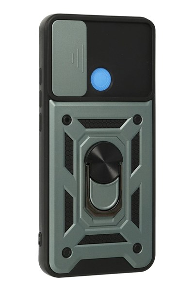 Mey İthalat®   Redmi 9C Kılıf Pars Lens Yüzüklü Silikon - Yeşil