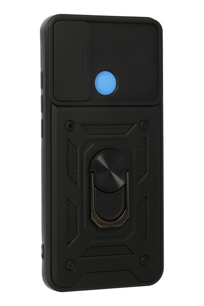 Mey İthalat®   Redmi 9C Kılıf Pars Lens Yüzüklü Silikon - Siyah