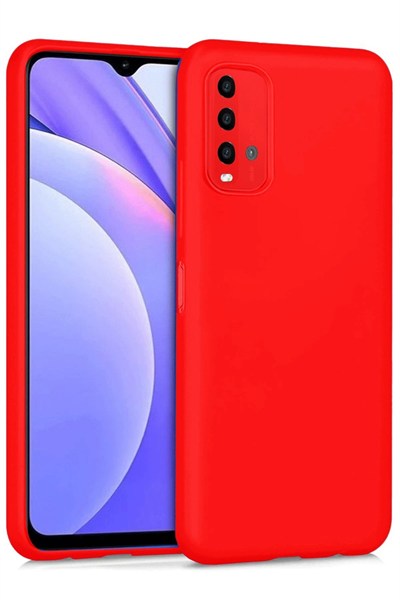 Mey İthalat®   Redmi 9T Kılıf Nano içi Kadife Silikon - Kırmızı