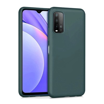 Mey İthalat®   Redmi 9T Kılıf Nano içi Kadife Silikon - Koyu Yeşil