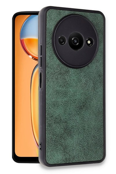 Mey İthalat®   Redmi A3 4G Kılıf Aras Deri Kapak - Koyu Yeşil