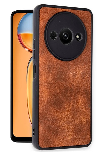 Mey İthalat®   Redmi A3 4G Kılıf Aras Deri Kapak - Taba