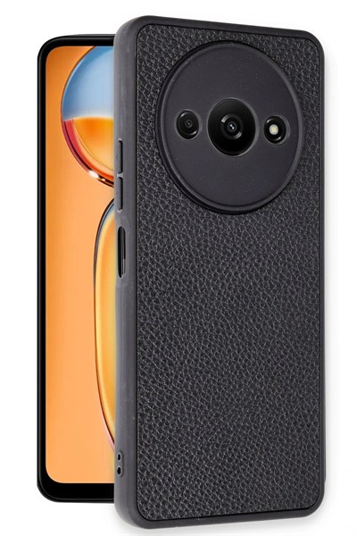Mey İthalat®   Redmi A3 4G Kılıf Aras Deri Kapak - Siyah