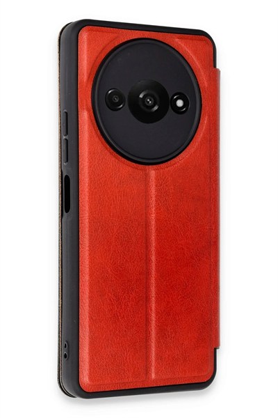 Mey İthalat®   Redmi A3 4G Kılıf Flip Cover - Kırmızı