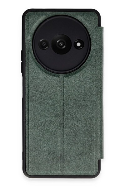 Mey İthalat®   Redmi A3 4G Kılıf Flip Cover - Koyu Yeşil
