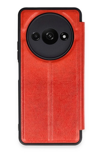 Mey İthalat®   Redmi A3 4G Kılıf Flip Cover - Kırmızı