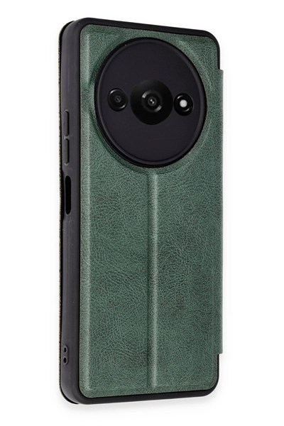 Mey İthalat®   Redmi A3 4G Kılıf Flip Cover - Koyu Yeşil
