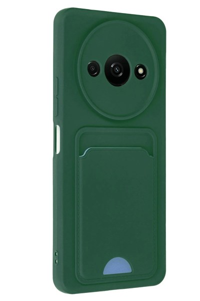 Mey İthalat®   Redmi A3 4G Kılıf Kelvin Kartvizitli Silikon - Koyu Yeşil
