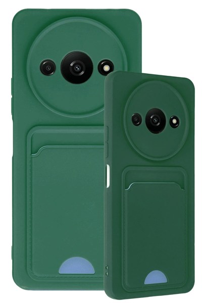Mey İthalat®   Redmi A3 4G Kılıf Kelvin Kartvizitli Silikon - Koyu Yeşil