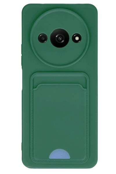 Mey İthalat®   Redmi A3 4G Kılıf Kelvin Kartvizitli Silikon - Koyu Yeşil