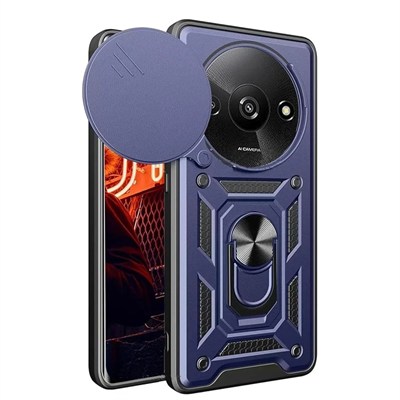 Mey İthalat®   Redmi A3 4G Kılıf Pars Lens Yüzüklü Silikon - Lacivert