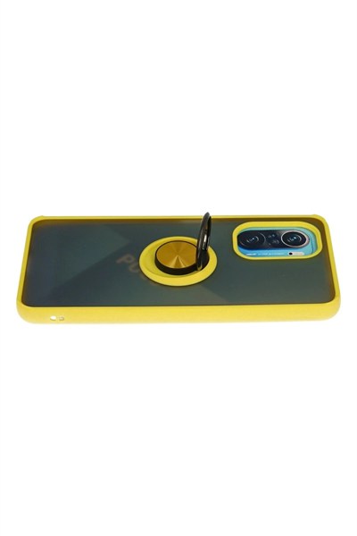 Mey İthalat®   Redmi K40 Kılıf Montreal Yüzüklü Silikon Kapak - Sarı