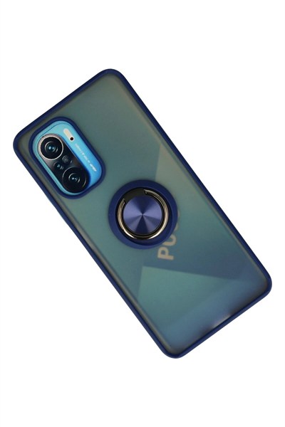 Mey İthalat®   Redmi K40 Kılıf Montreal Yüzüklü Silikon Kapak - Lacivert