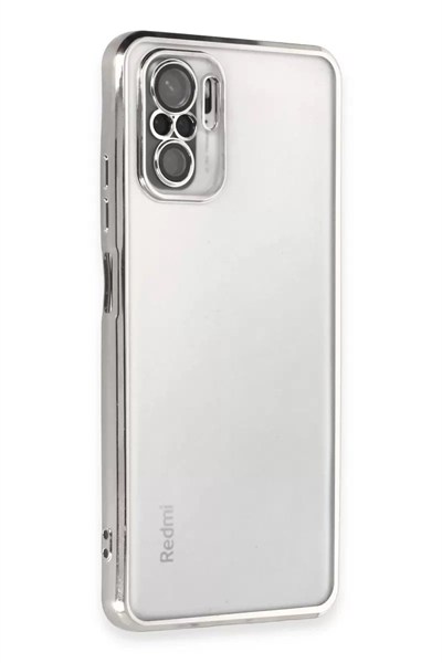 Mey İthalat®   Redmi Note 10 Kılıf  Lensli Silikon - Gümüş