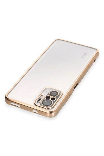 Mey İthalat®   Redmi Note 10 Kılıf  Lensli Silikon - Gold
