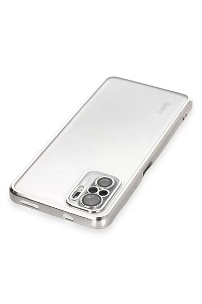 Mey İthalat®   Redmi Note 10 Kılıf  Lensli Silikon - Gümüş