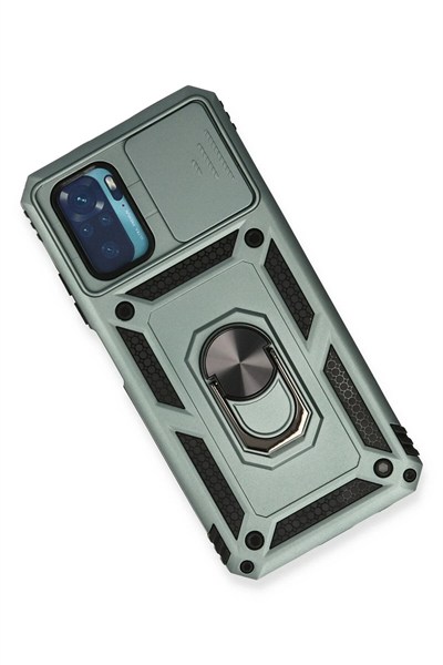 Mey İthalat®   Redmi Note 10 Kılıf Pars Lens Yüzüklü Silikon - Yeşil