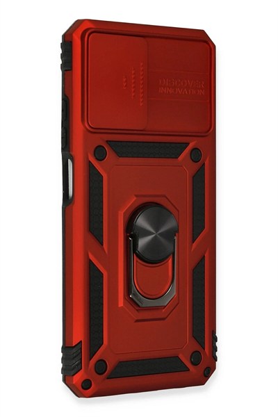 Mey İthalat®   Redmi Note 10 Kılıf Pars Lens Yüzüklü Silikon - Kırmızı
