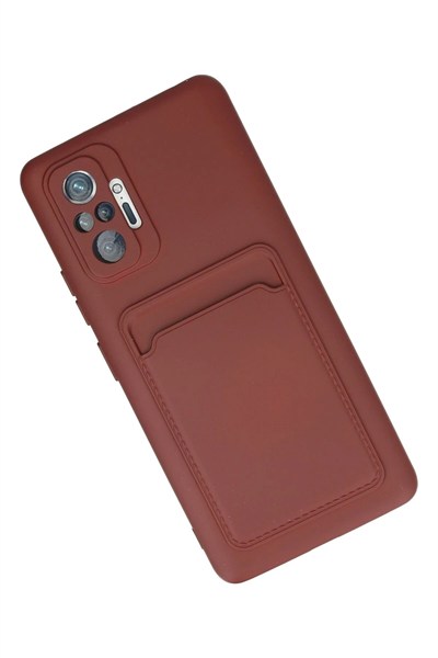 Mey İthalat®   Redmi Note 10 Pro Kılıf Kelvin Kartvizitli Silikon - Bordo