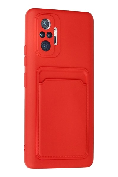 Mey İthalat®   Redmi Note 10 Pro Kılıf Kelvin Kartvizitli Silikon - Kırmızı